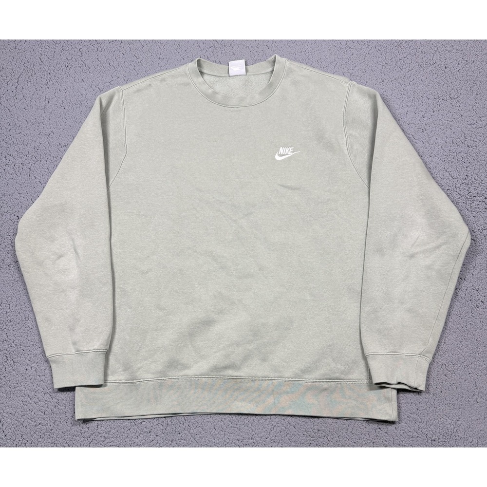 Nike Sweatshirt Mens XL Green Fleece Crewneck Pullover Logo BV2662-371